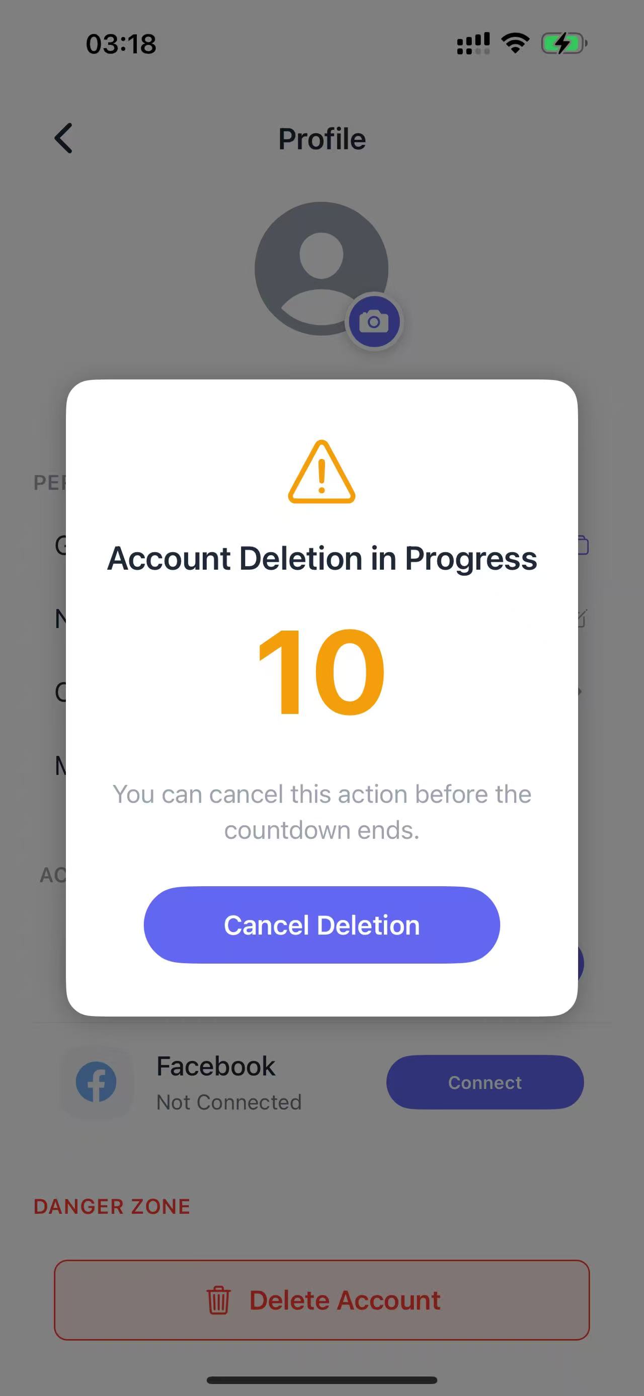 Account Deletion in Progress
